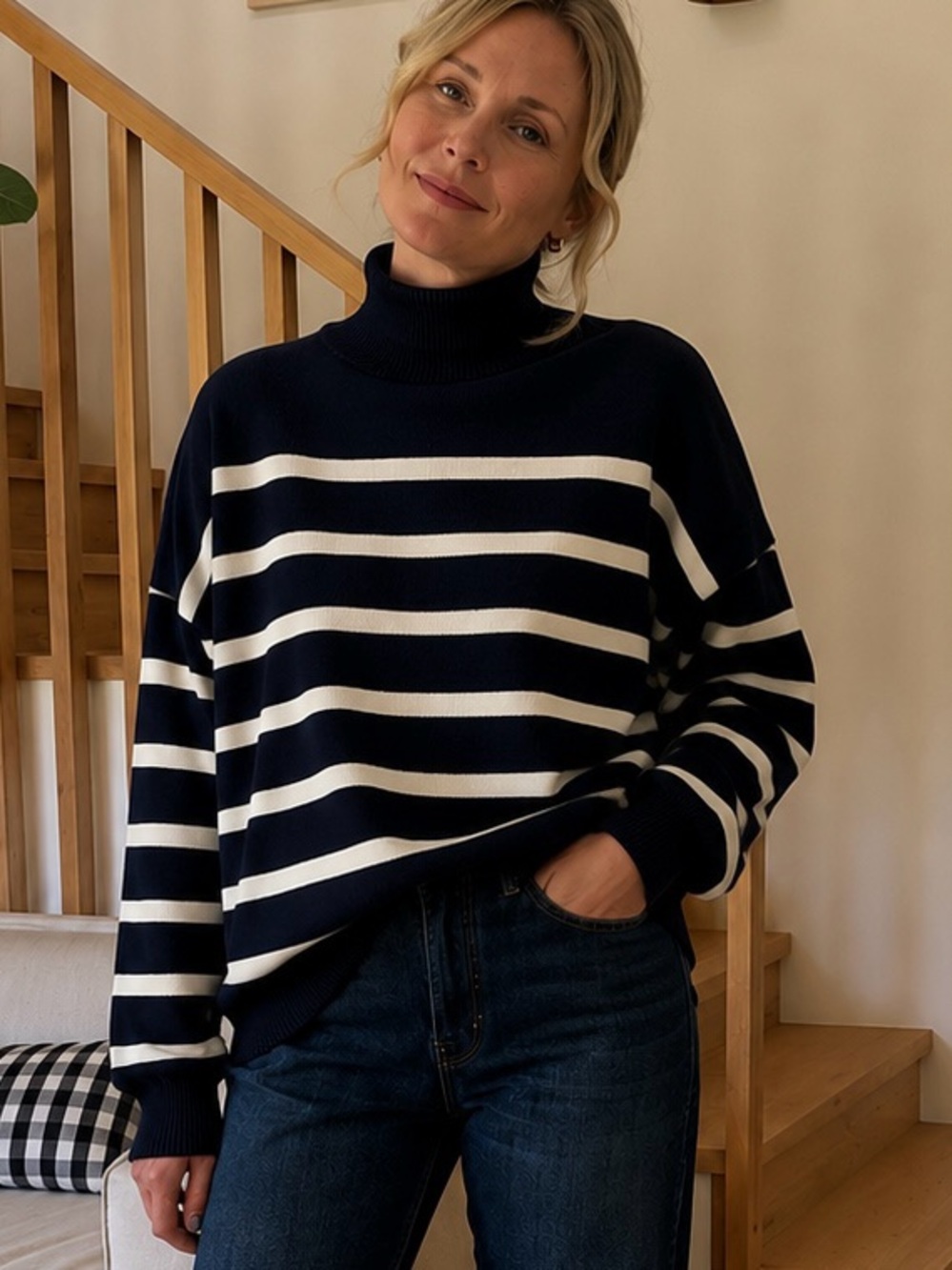 InWear Tenley 100% Cotton Scandinavian Breton Sweater